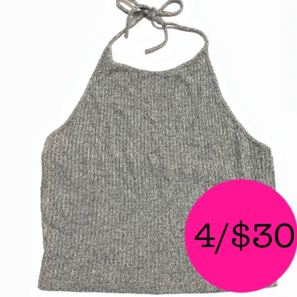 Brandy Melville Tops - Brandy Melville Grey Halter Top Slightly Cropped